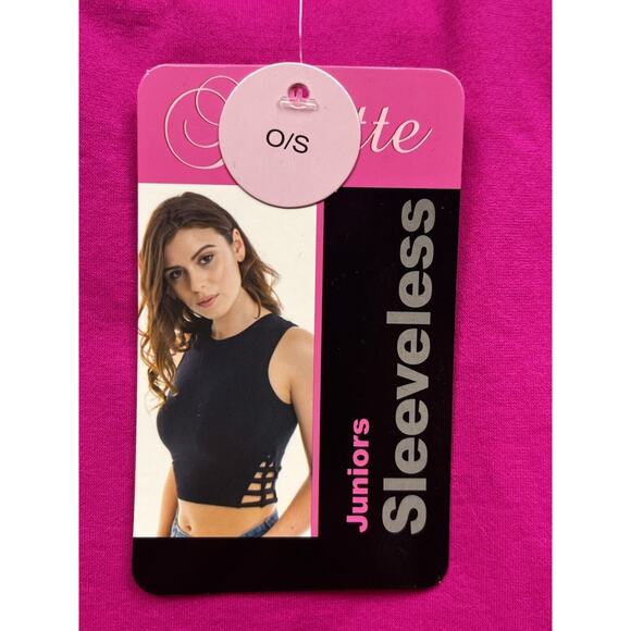 Suzette‎ Collection Ribbed Cropped Scoop Neck Tank Top Womens OS Hot Pink NEW - Picture 5 of 7